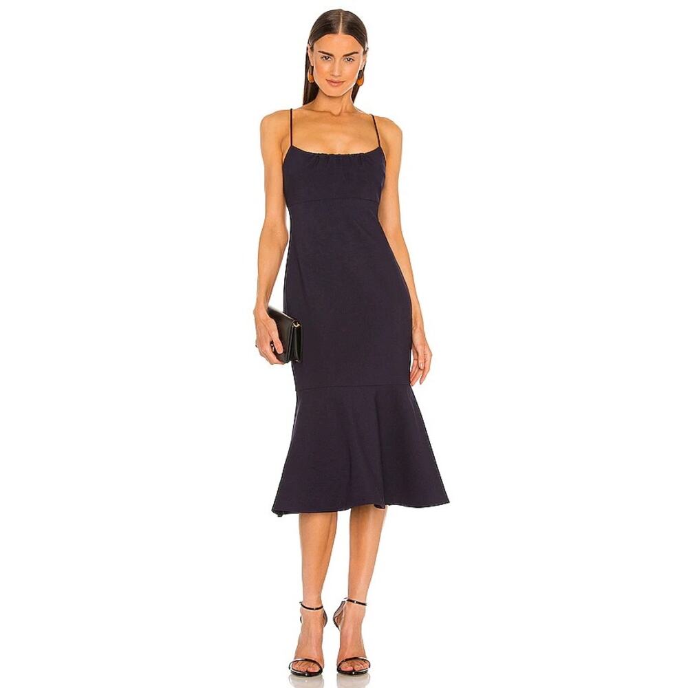 Likely Prina Black Flounce Hem Sleeveless Midi Dress Size 2 NWT